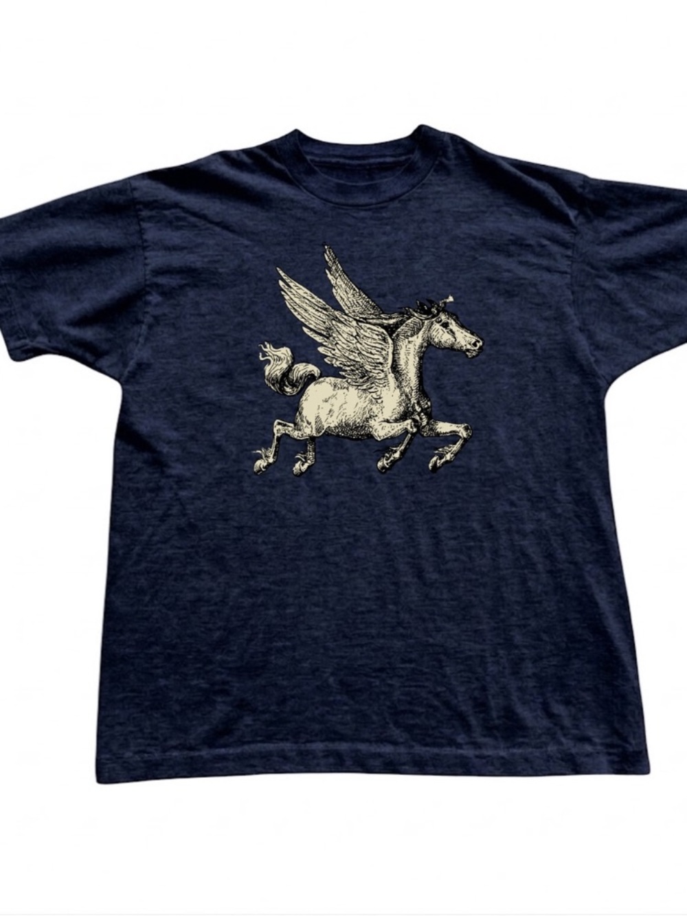 Gildan Navy Pegasus Graphic T-Shirt, Vintage Style Illustration for Unisex